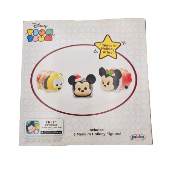 Tsum Tsum Exclusive Holiday Mickey Minnie Pluto Gift Set Playset 2017 NIB - Picture 6 of 8